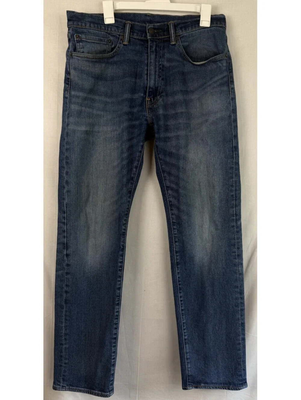 Levis 505 Jeans Mens 34x32 Blue Regular Fit Straight Leg Dark Wash Western EUC